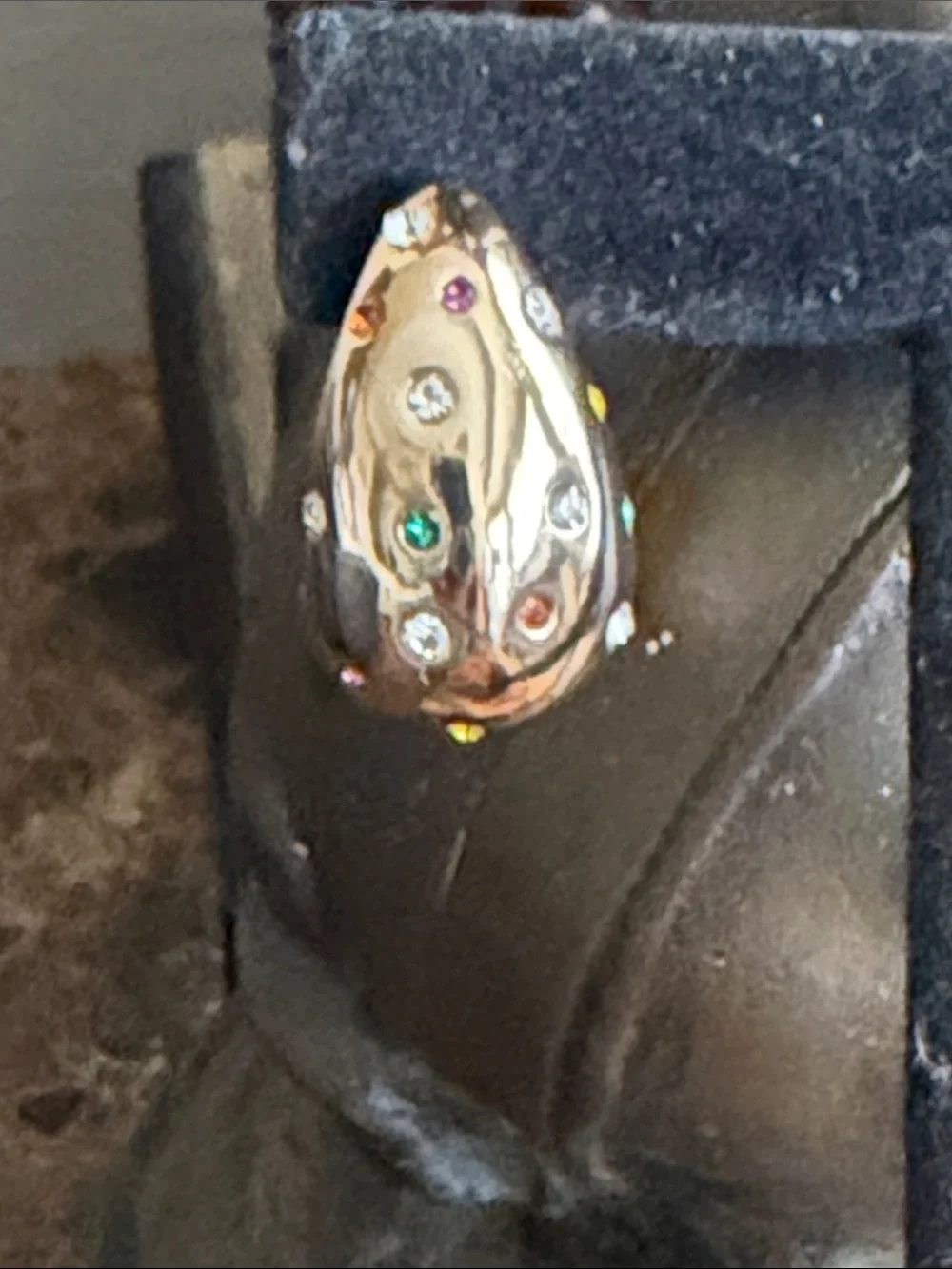Gold tone pierced Earrings Multicolor Stones inlaid really beautiful in person